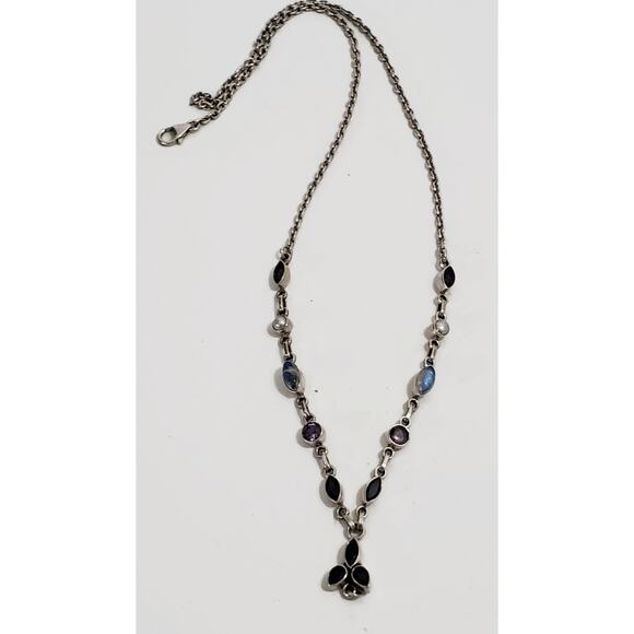 Nicky Butler Amethyst Moonstone Pearl Sterling Silver Necklace Missing Drop - Picture 1 of 11